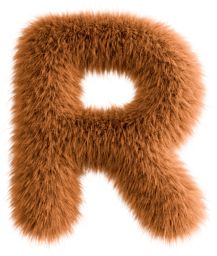 Orange 3D Fluffy Letter R