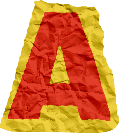 Magazine Paper Letter A, Uppercase Letter A, Textured Cutout Letter A