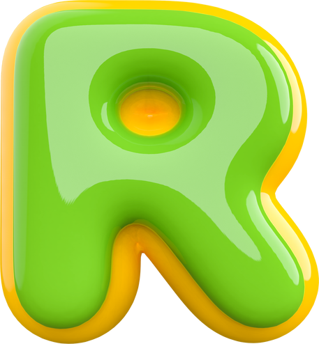 3D Letter R Green